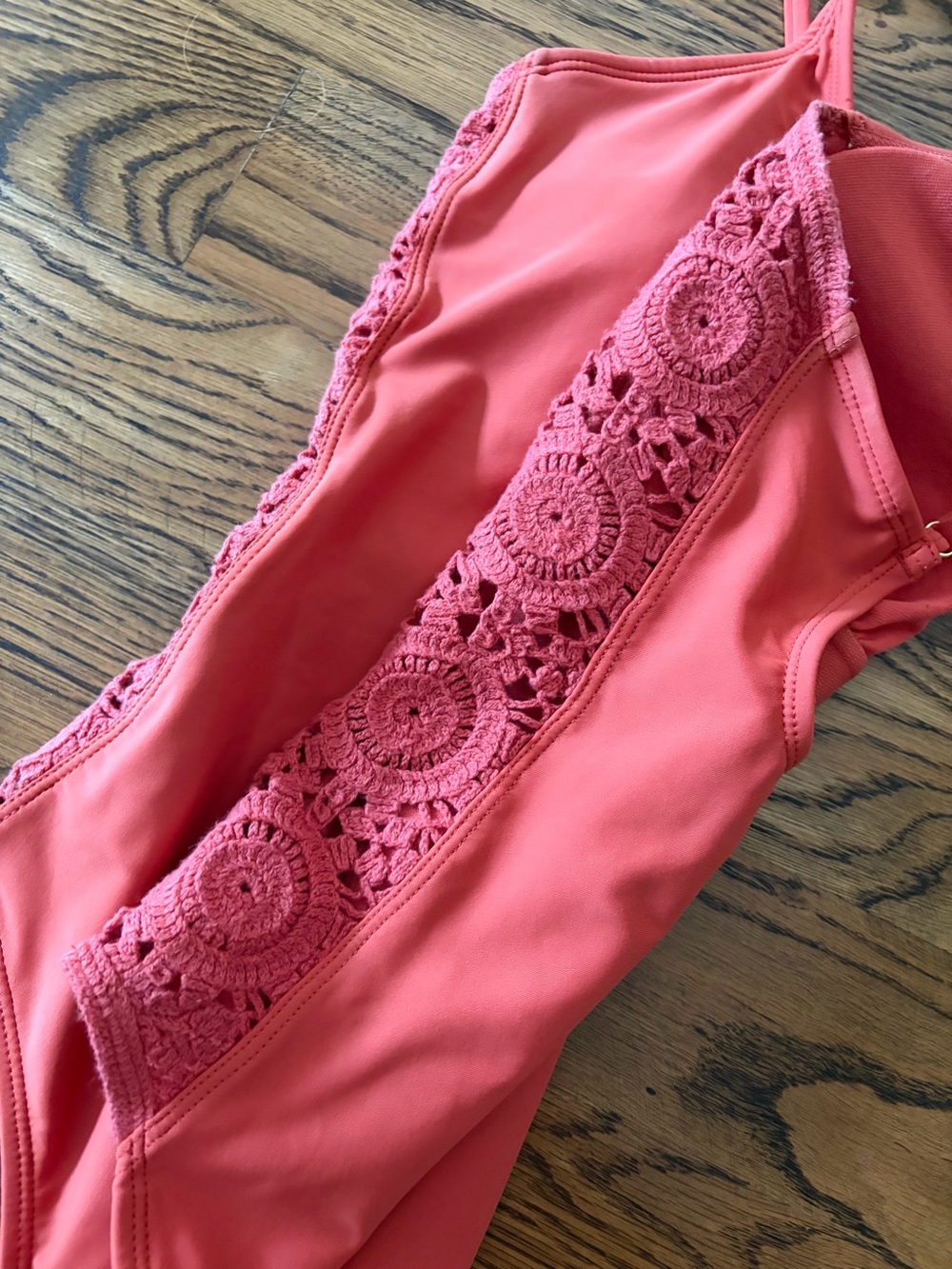 Shade & Shore Rust  One-Piece Swimsuit with crochet sides